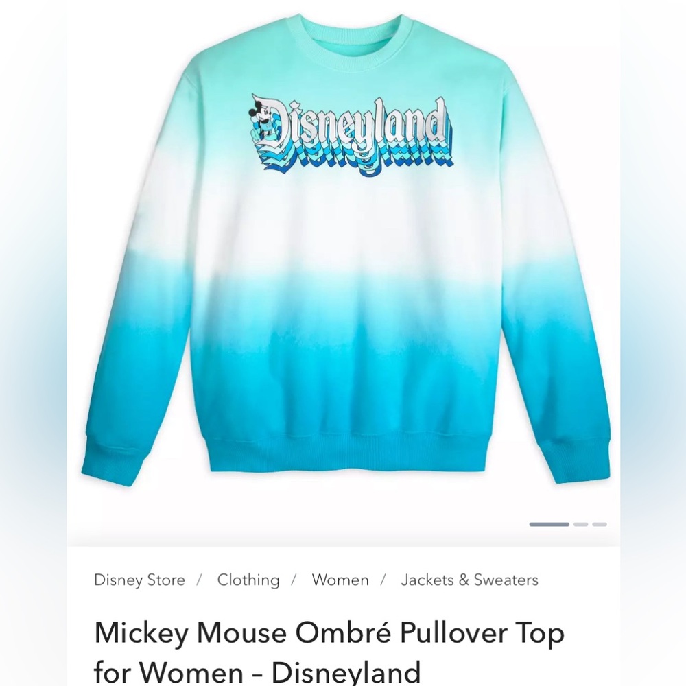 Disneyland Mickey Mouse Ombré Pullover 100 cotton Women 1X blue silver black